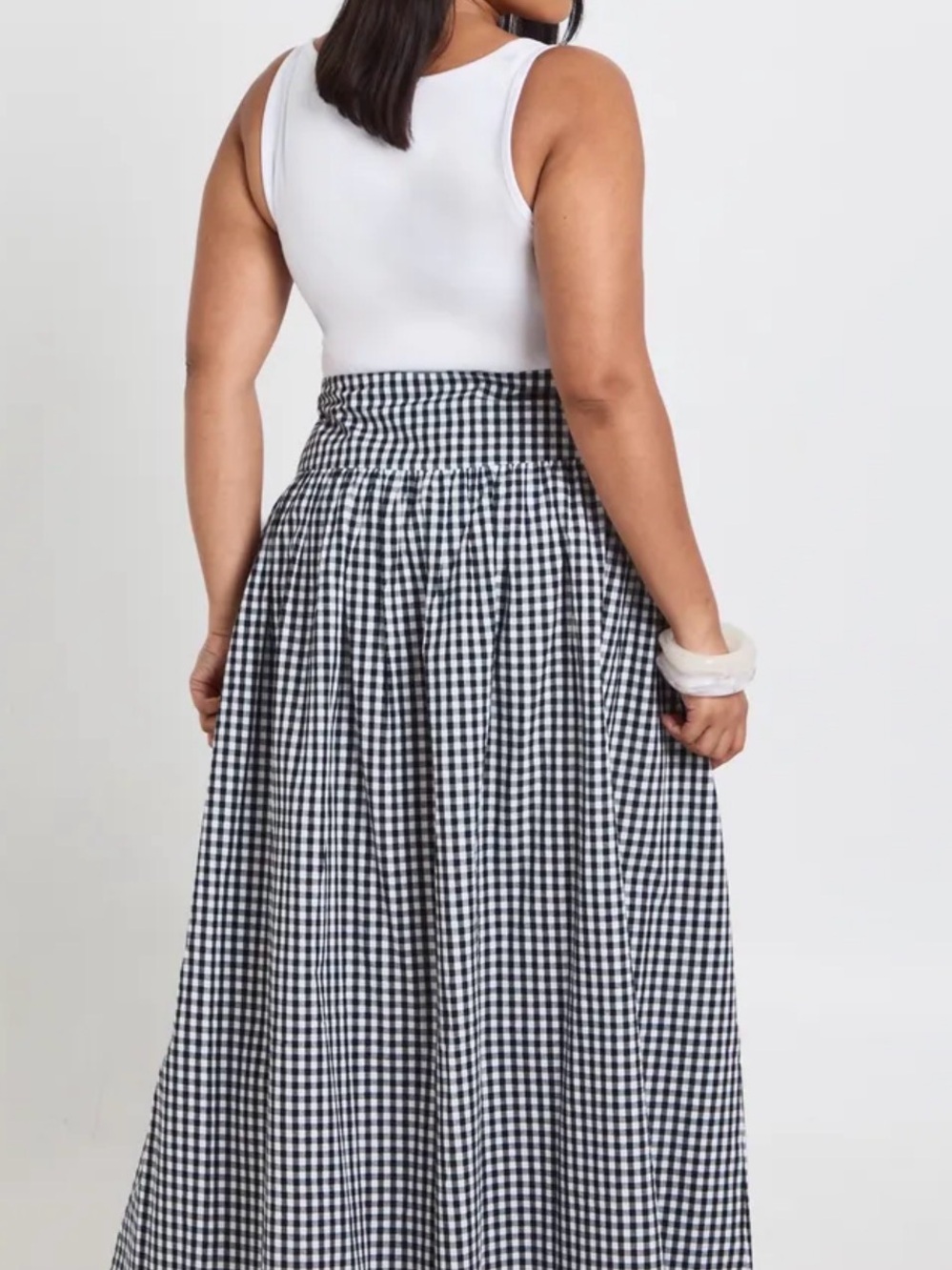 Boohoo Black & White Gingham Maxi poplin Skirt - Picture 2 of 9